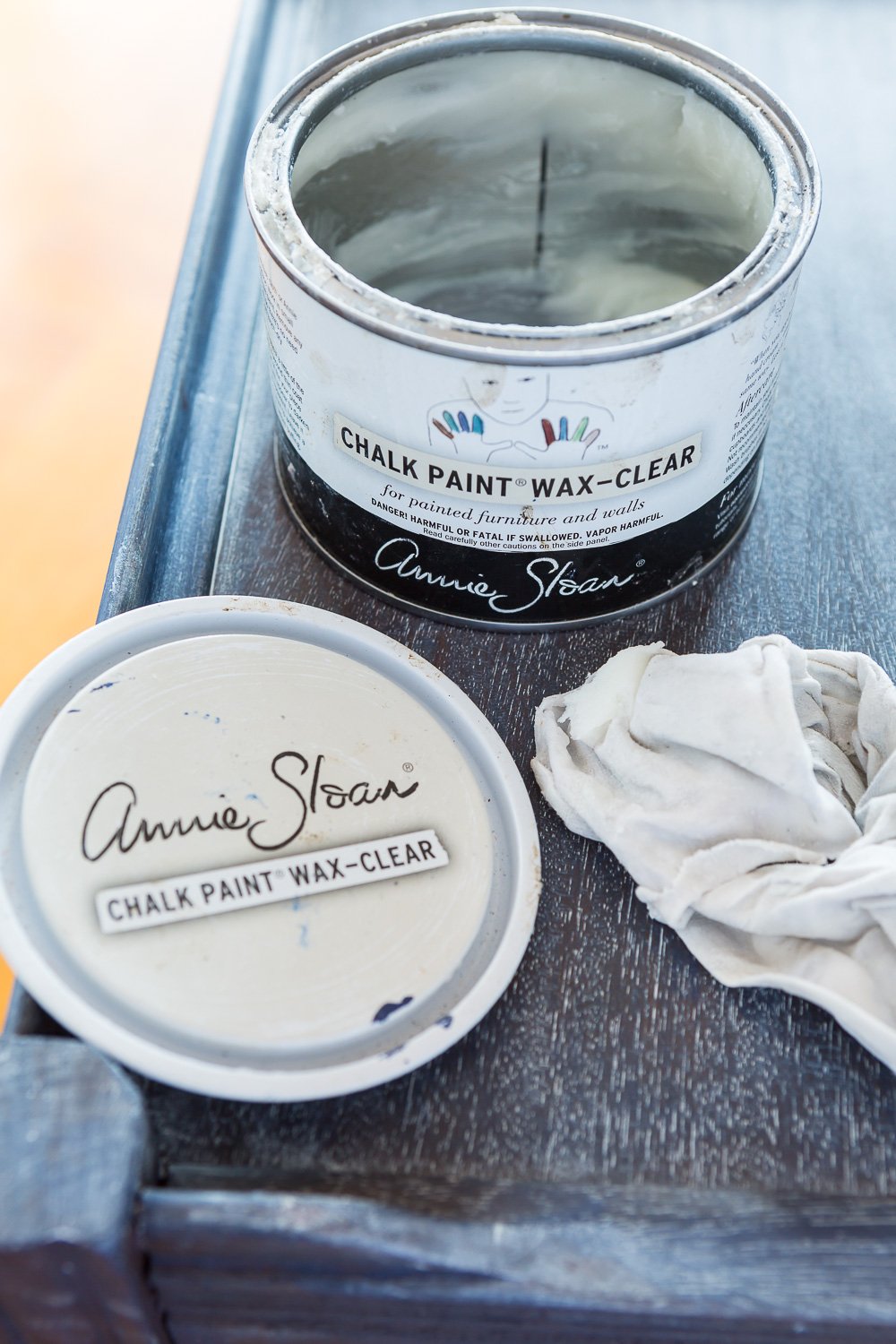 Annie Sloan clear wax is the best to use when sealing paint color washed wood. It is a sealer that also buffs to a subtle sheen.