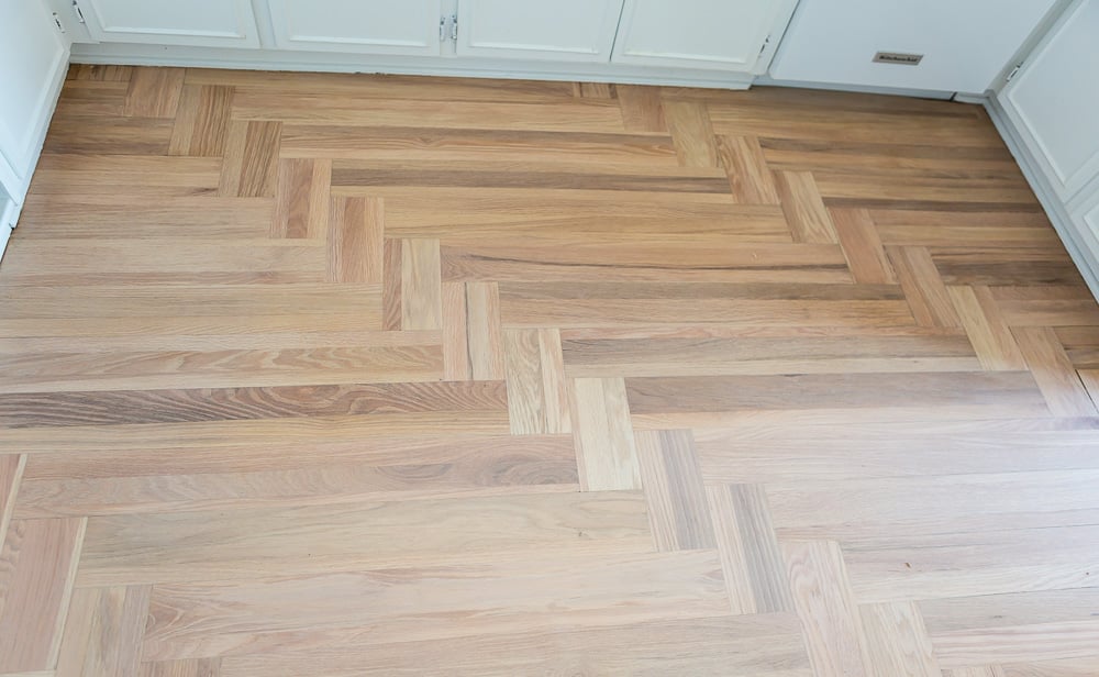 Bona Hardwood floor refinishing being done on wood floor. This is how the floor looks after the sanding.
