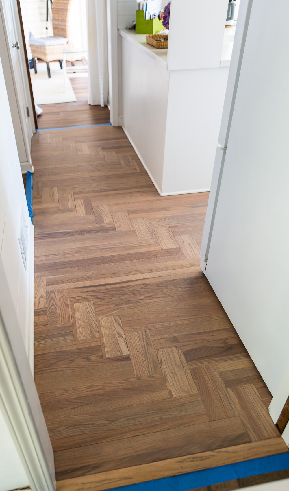 Hardwood floor with one coat of DriFast stain in grey