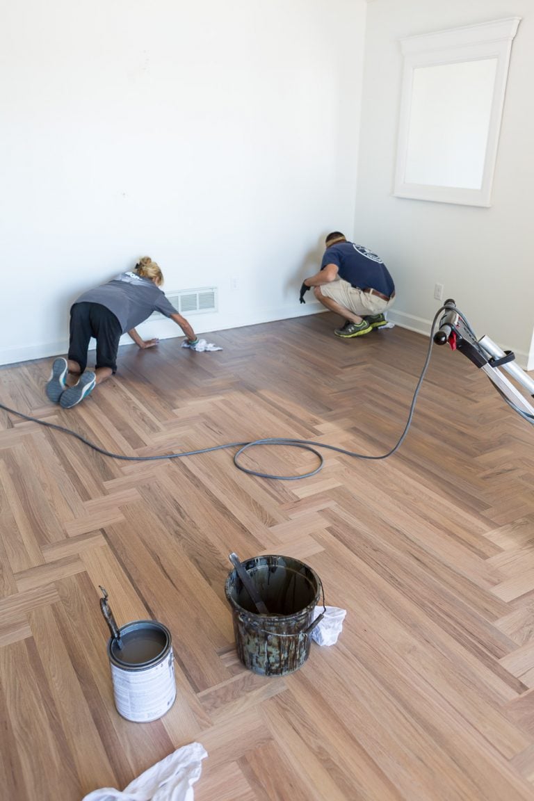 Bona Hardwood floor refinishing being done on wood floor