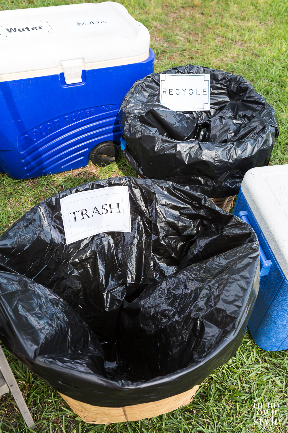 Party trash bags and cooler labels to print out for free