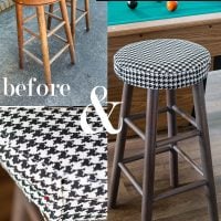 From trash to treasure furniture makeover using stain and fabric