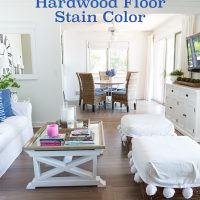 Living Room with Grey stained hardwood floor