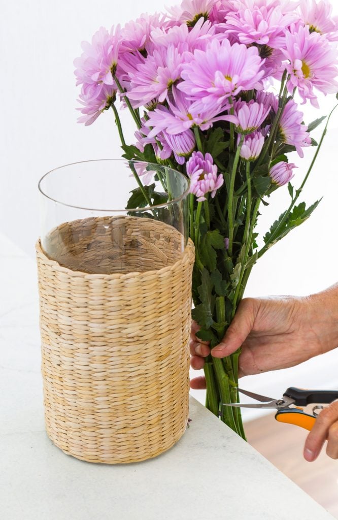 Flowers being cut for flower arranging