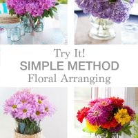 photo showing 4 flower arrangements all created using the Simple Method of floral arranging.