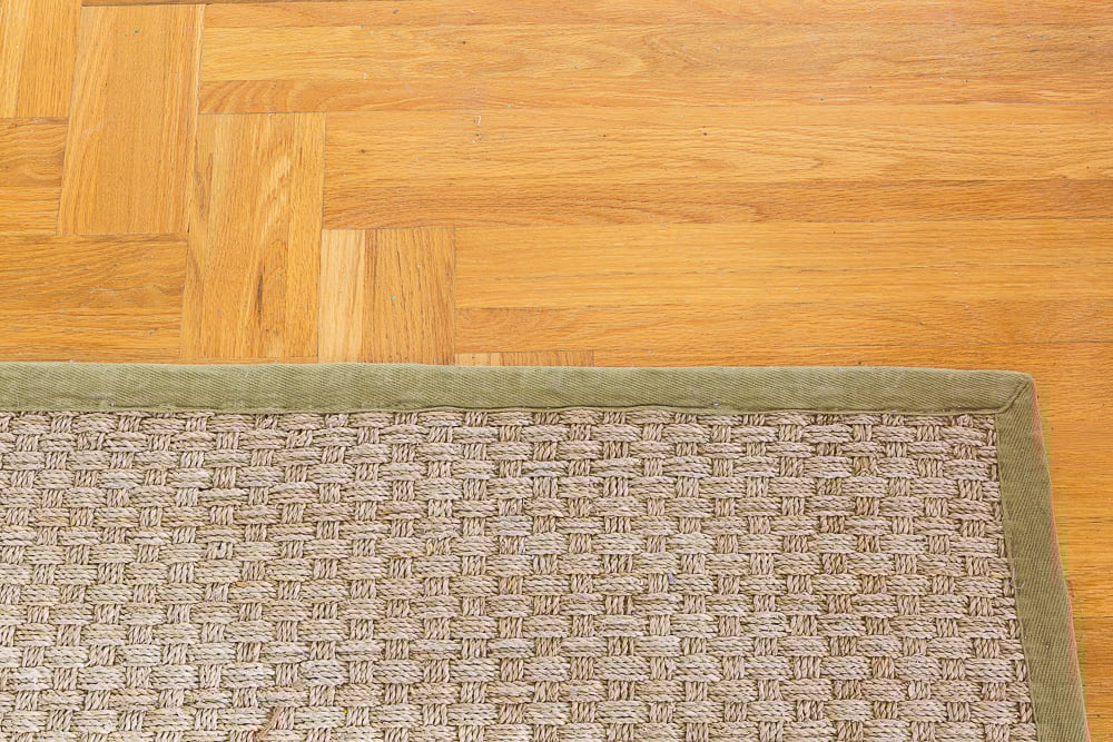 Seagrass area rug before painting canvas border another color.