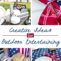 4 photos grouped showing Creative outdoor entertaining ideas for casual outdoor parties