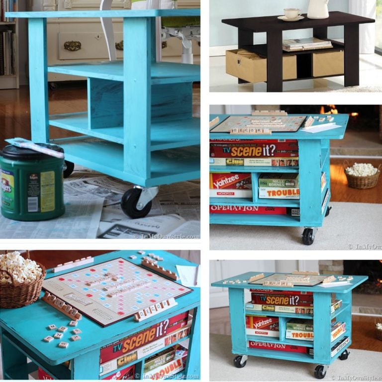 Wayfair coffee table transformed into a rolling game table