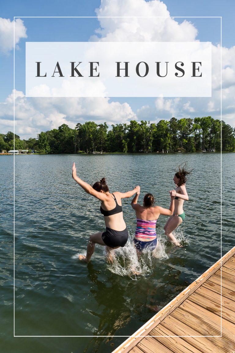 lake house - 3 girls jumping into lake