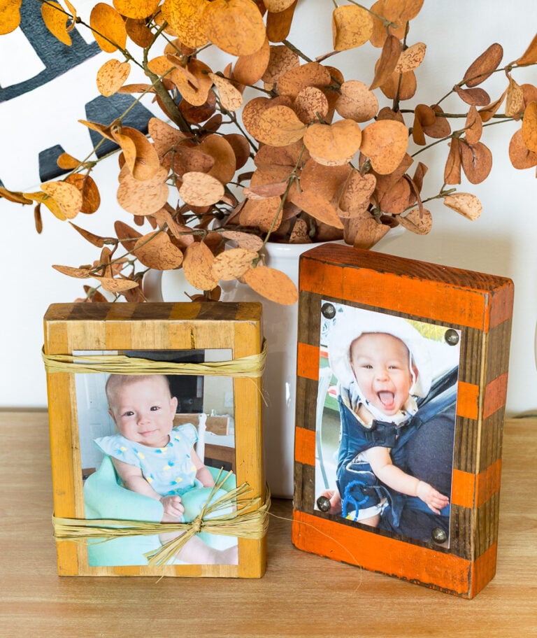 diy wood block frames painted in fall colors