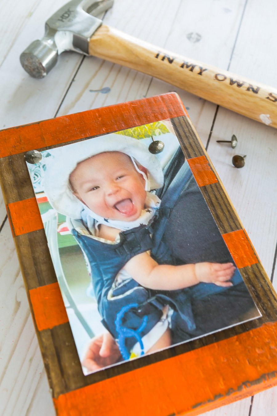wood scrap craft project wood block photo holder
