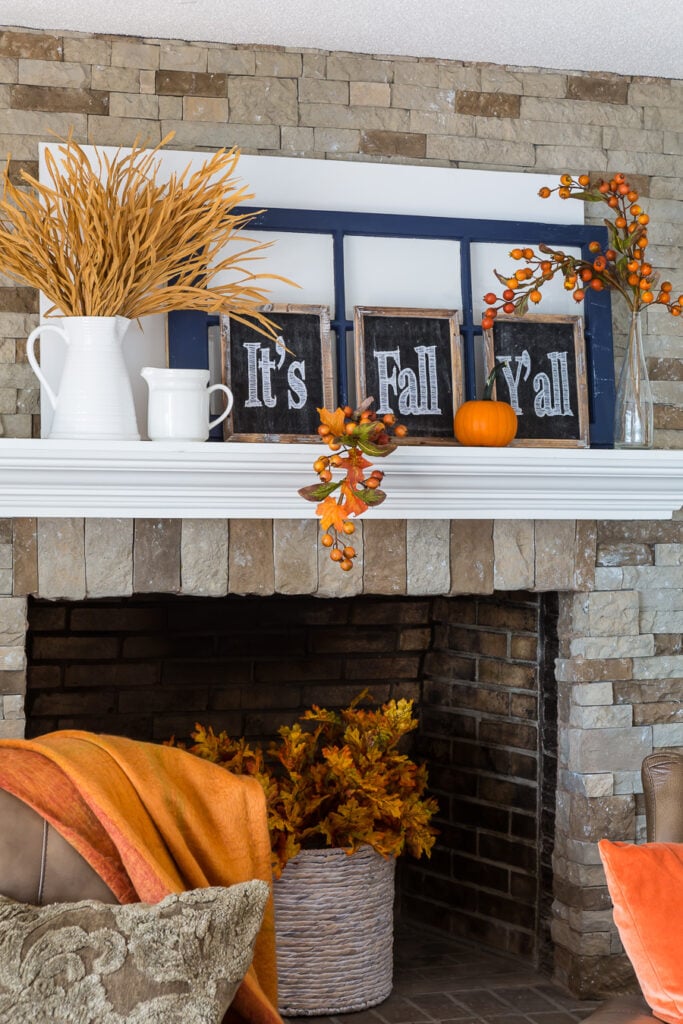 affordable fall mantel decorating ideas using repurposed items