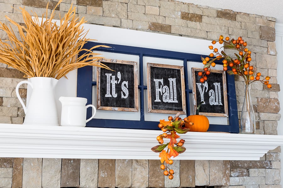 It's Fall Y'all decorated mantel