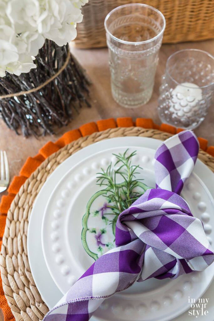 Autumn dining table place setting inspired by a photo in a decorating magazine.