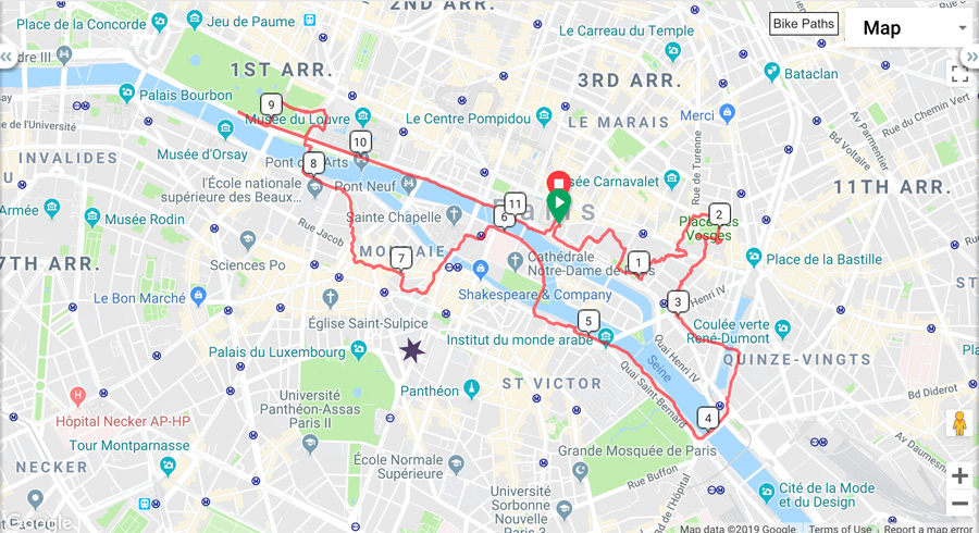 Bike About Tours Paris Day Tour Route