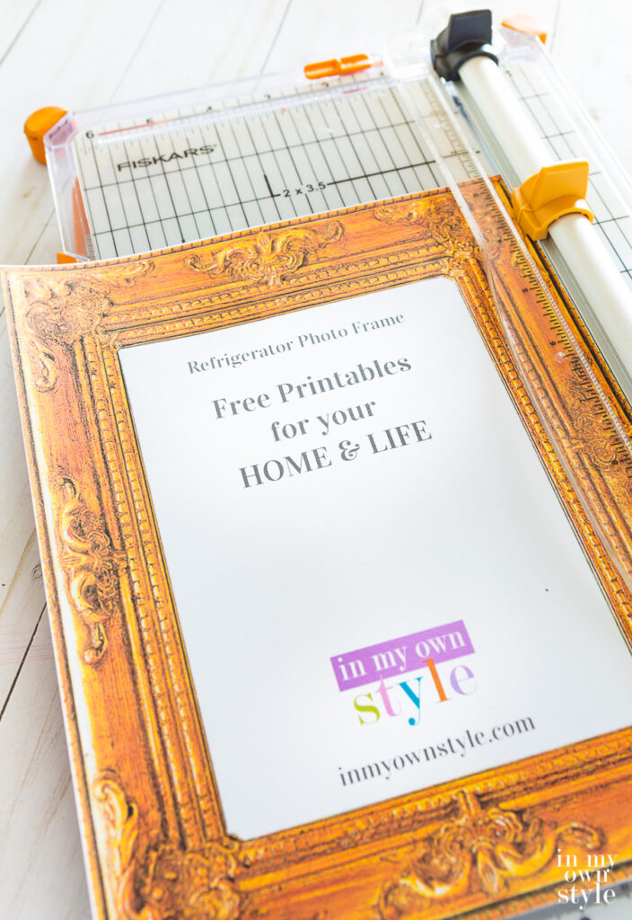 DIY Frames for the Fridge. Cutting free printable photo frame using a paper cutter.