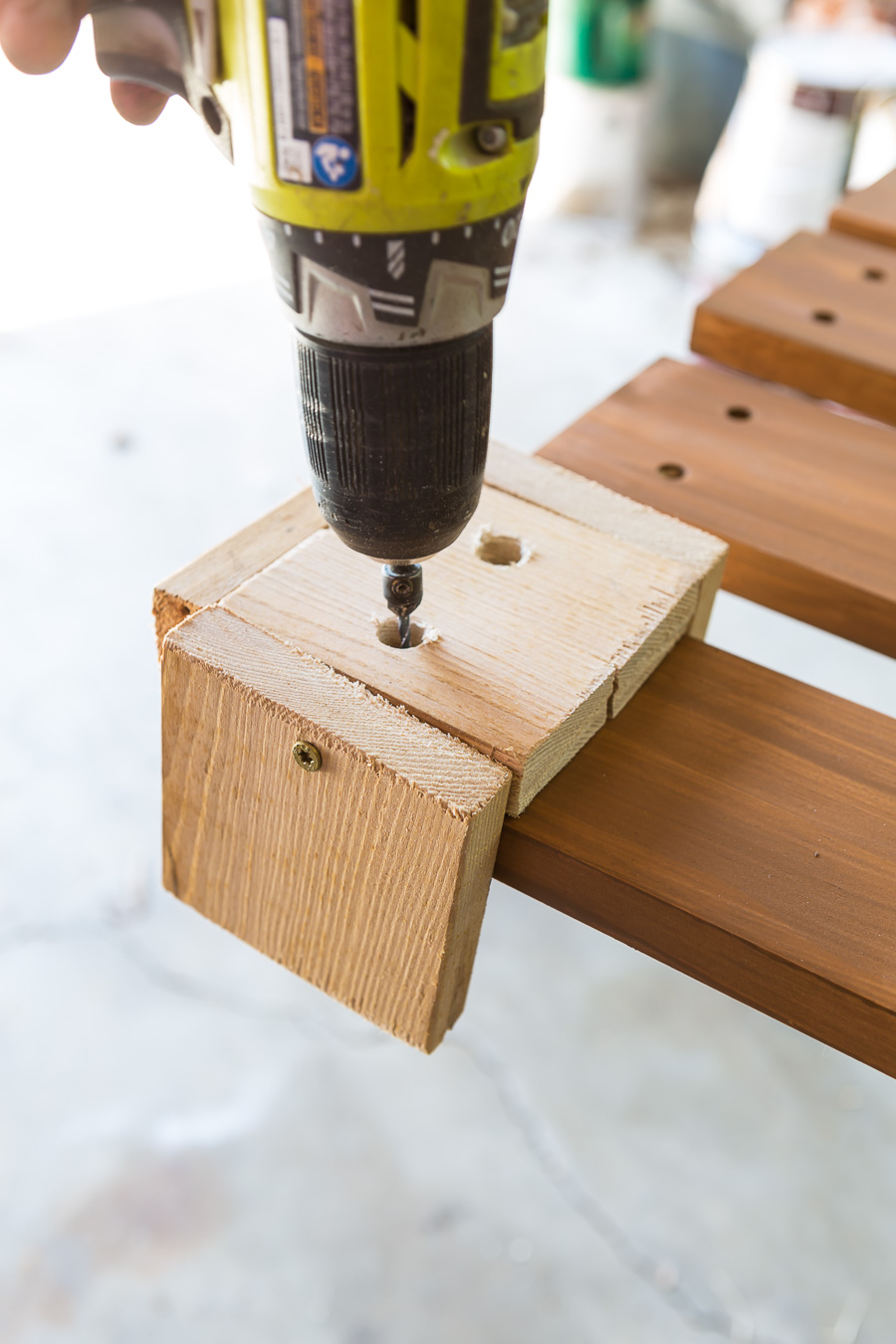How to make a jig so you can evenly drill holes in wood slats to keep them in line