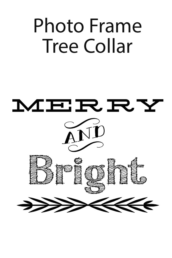 Merry and Bright Text for Photo Frame Christmas Tree Skirt Collar