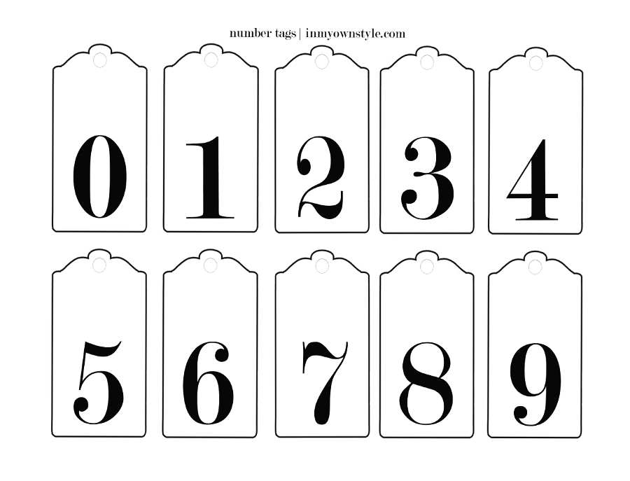 Free Printable Number Hang Tags to label baskets and more