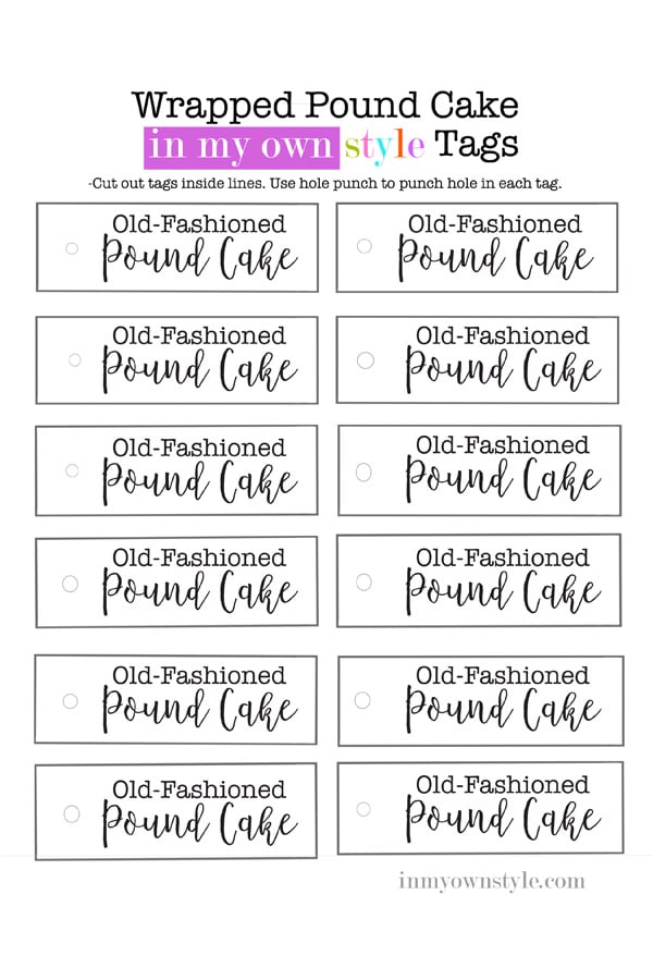 Labels for Pound Cake Giving