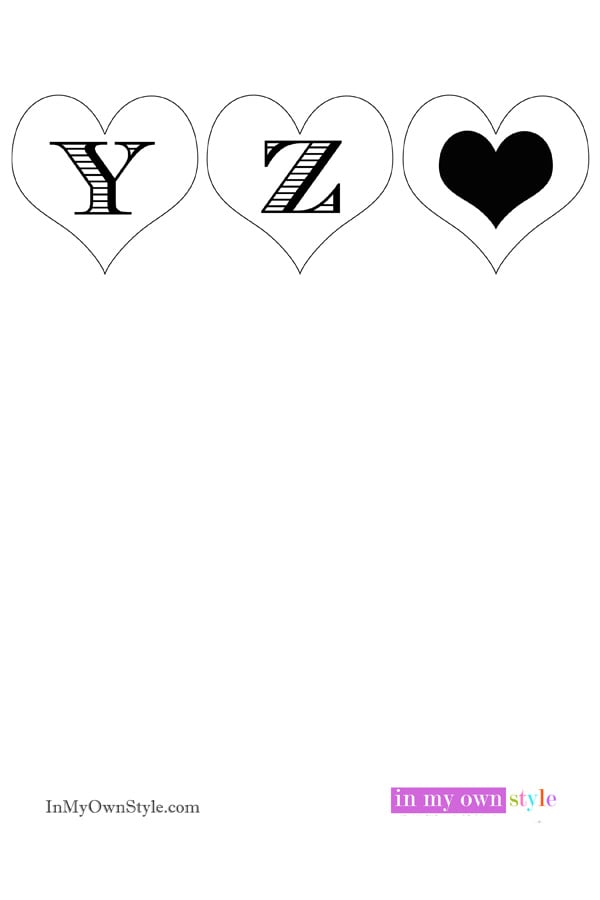 Valentine-Paper-Hearts-with-Initials-Y-Z