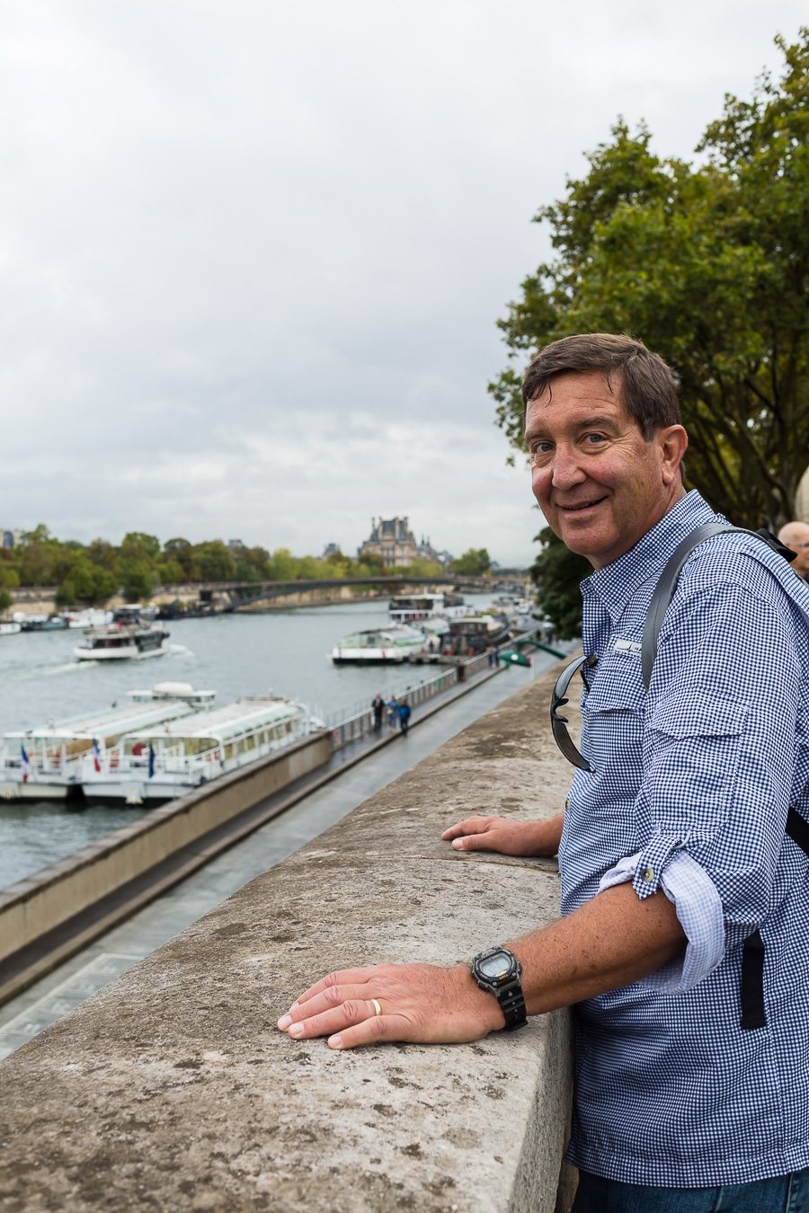 Ed standing along the Seine