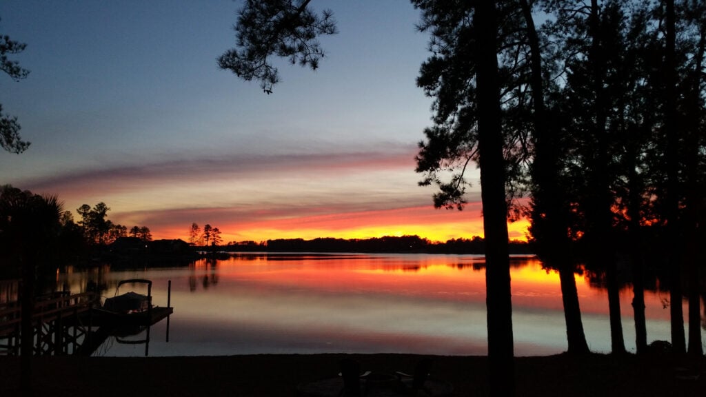 sunset over the lake