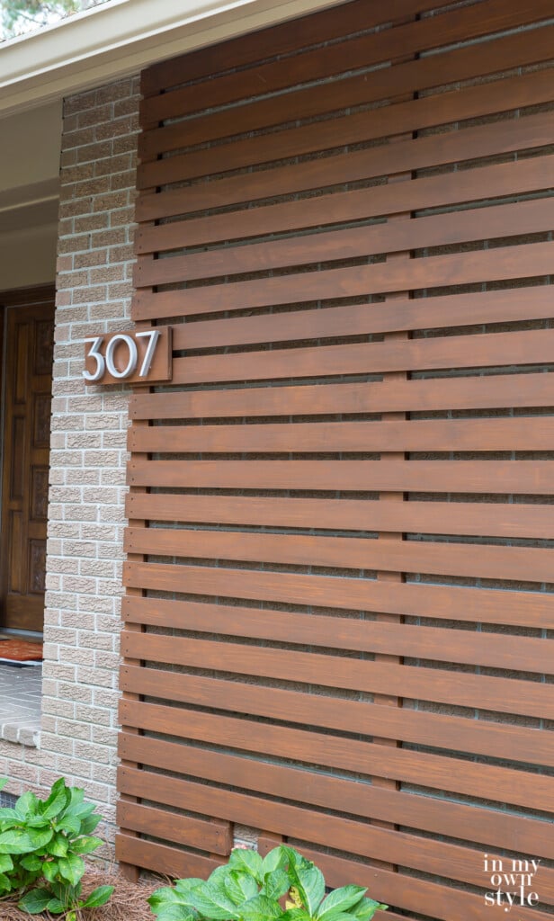 Modern Aluminum House Address Numbers on slat wall