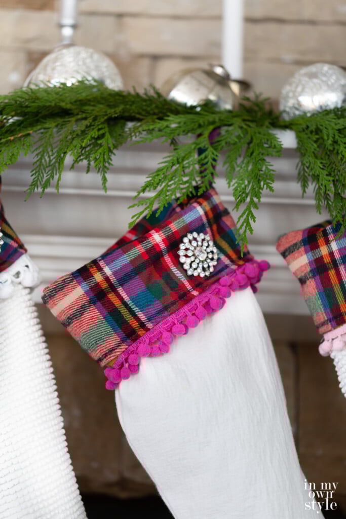 Christmas stocking with plaid cuff