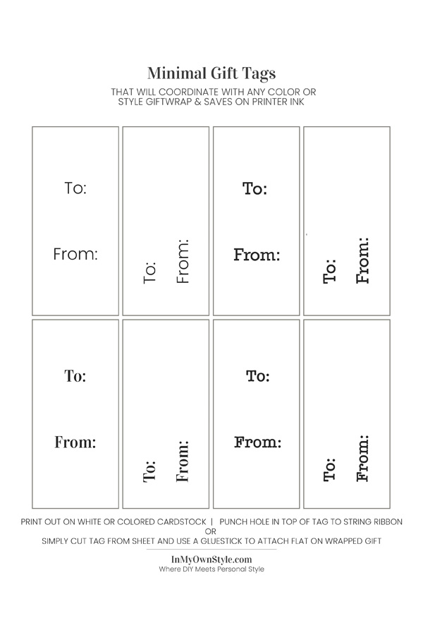 Free Printable Minimal All Occasion gift tags.