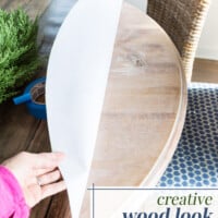 Before and after table using a wood look printed paper.