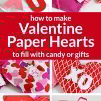 How to make paper heart pouches to fill with candy or a small gift to give for Valentine's Day
