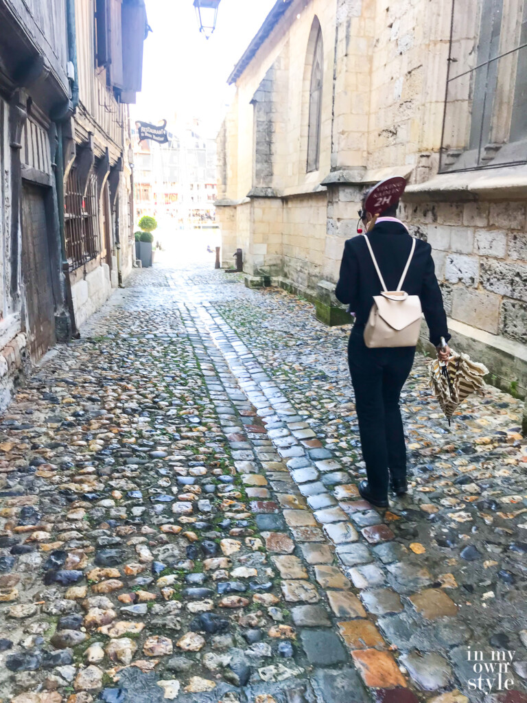 17th Century Cobblestone street with sewage area in center.