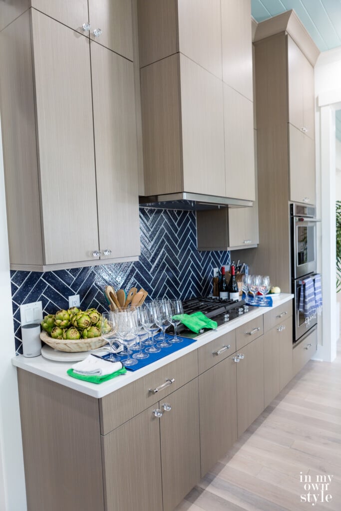 Kitchen at the HGTV Dream House 2020  with Cabinets to Go Charleston Driftwood cabinets