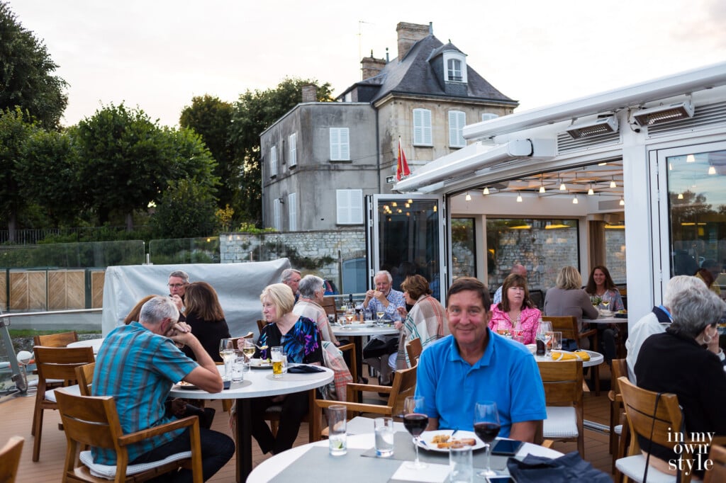 Outdoor dining area on the bow of the Viking River Cruise Longship Kadlin.