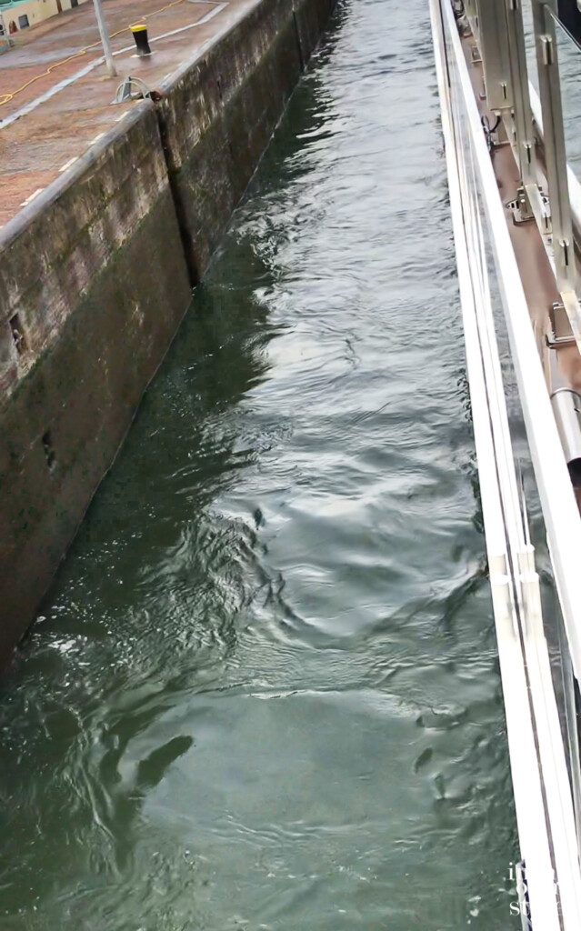 in a river lock on the Seine in France