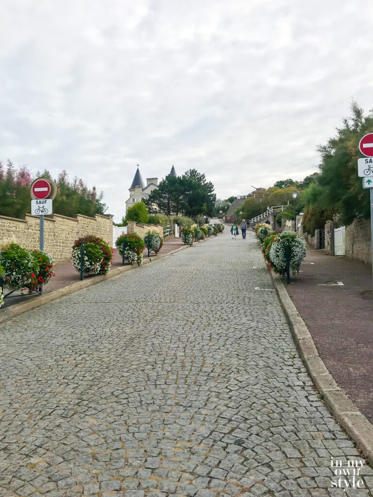 Cobblestone street along the Normandy beaches.
