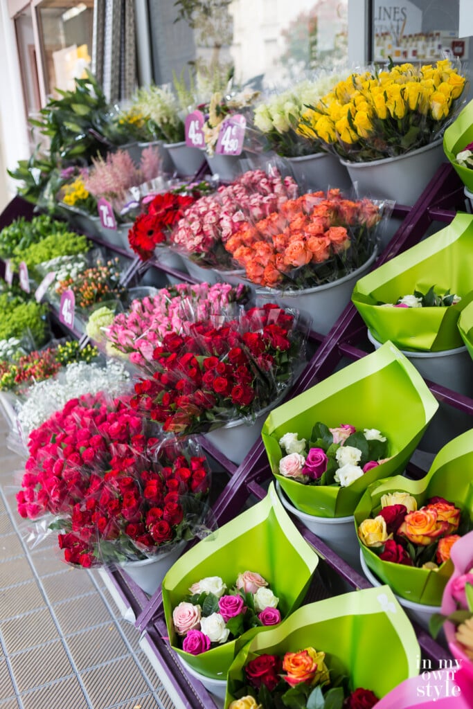 Sidewalk flower shop in Rouen France