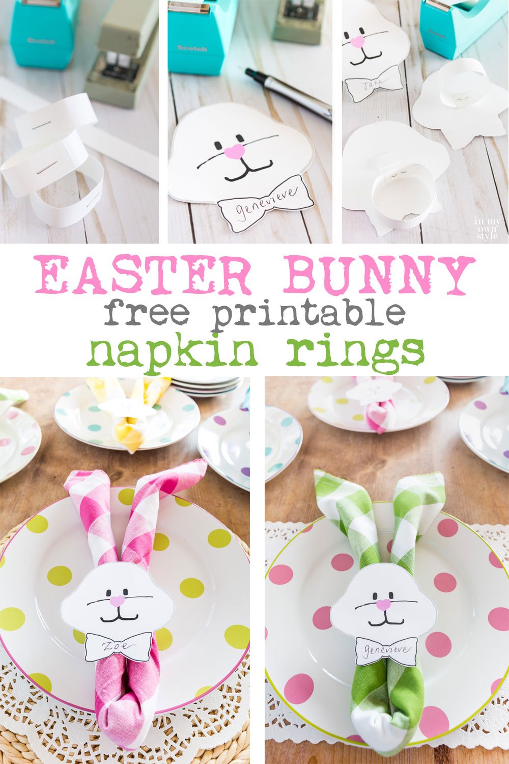 Easter napkin rings to make using a free printable