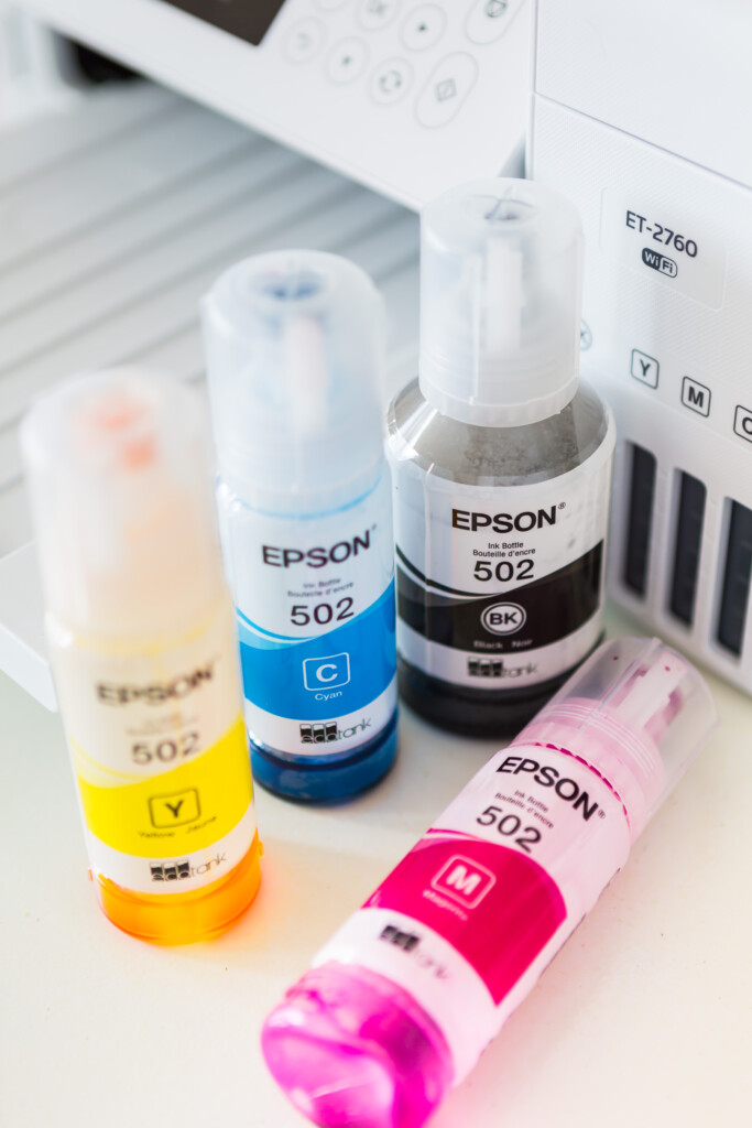 Epson Refillable ink bottles for eco tank printer to print photos for gallery wall