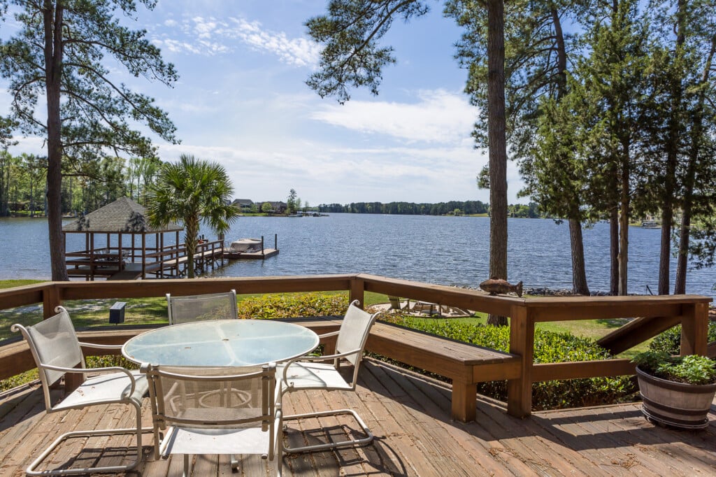 sitting on deck overlooking lake murray view