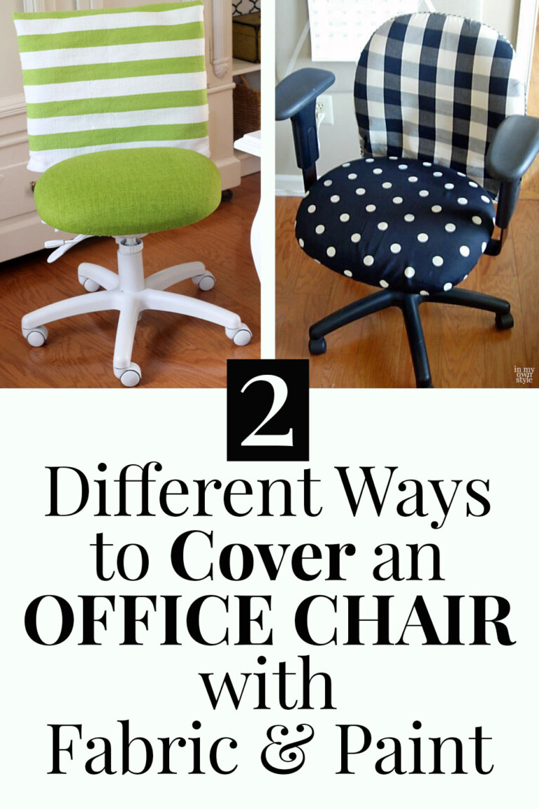 Two office chairs after getting new fabric covers.