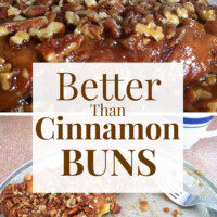 Image graphic of just out of the oven buns with an overlay of text that says Better Than Cinnamon Buns.