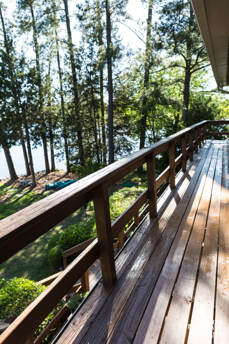 After photo showing stained wood deck.