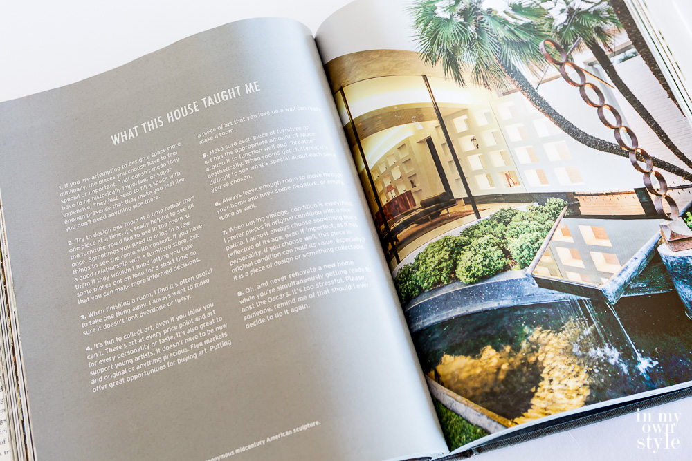 Ellen Degeneres Home book open on table to a page that says What this house taught me.