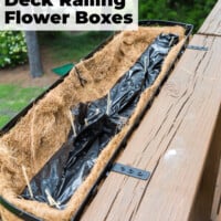 Filling window boxes or deck railing planters with protected foam is on tip on how to hang and fill deck railing flower boxes