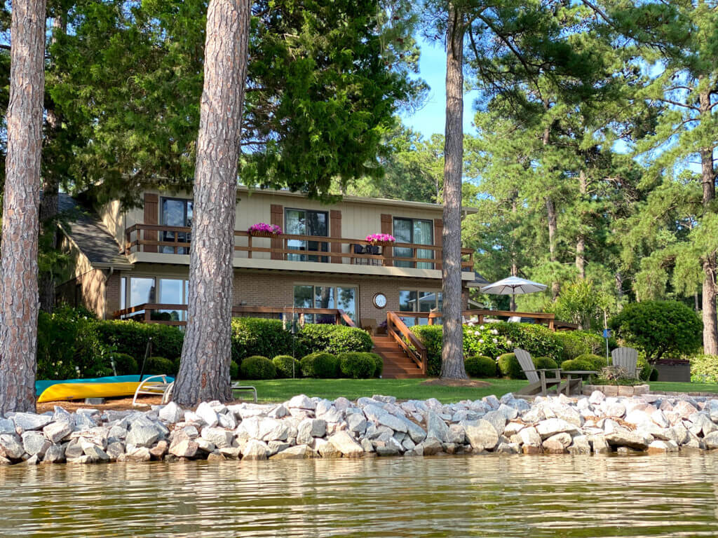 View from the water of lake house