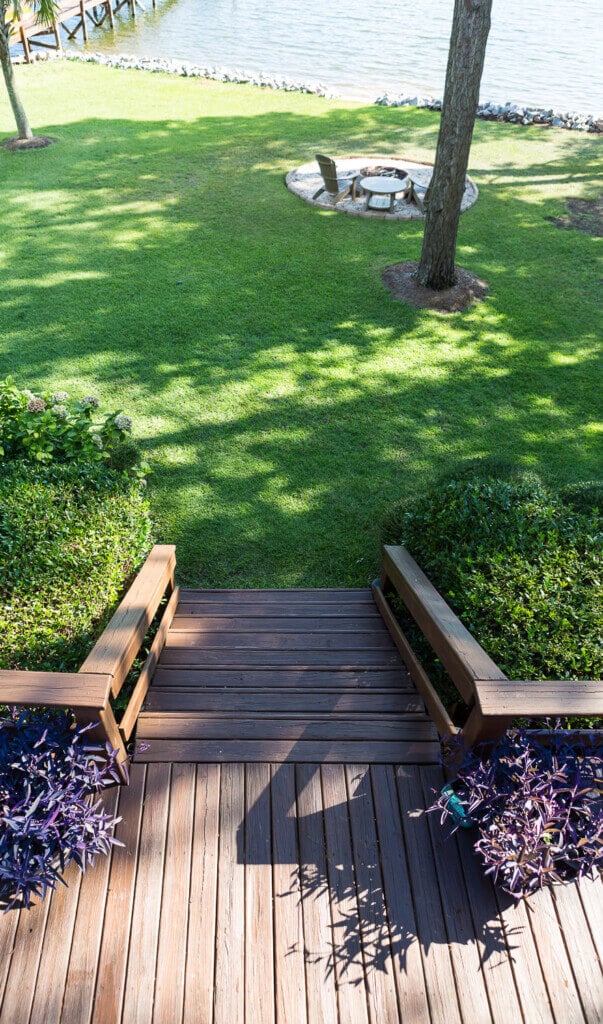 View of deck staircase from upper deck.