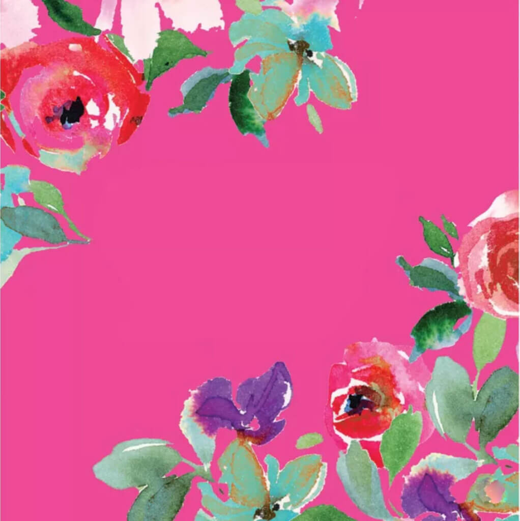 Pretty pink background napkin with multicolored flowers from Target