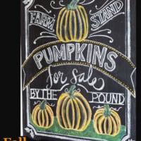 Fall Chalkboard Drawing and Lettering with Pumpkins.